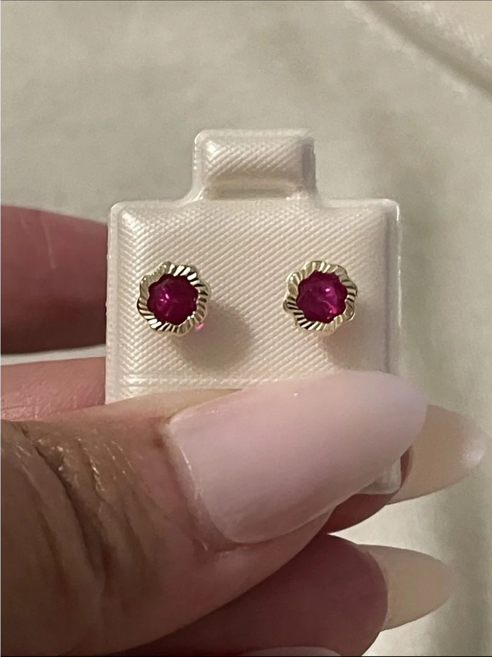 14 KT Gold Pink Gemstone Stud Earrings